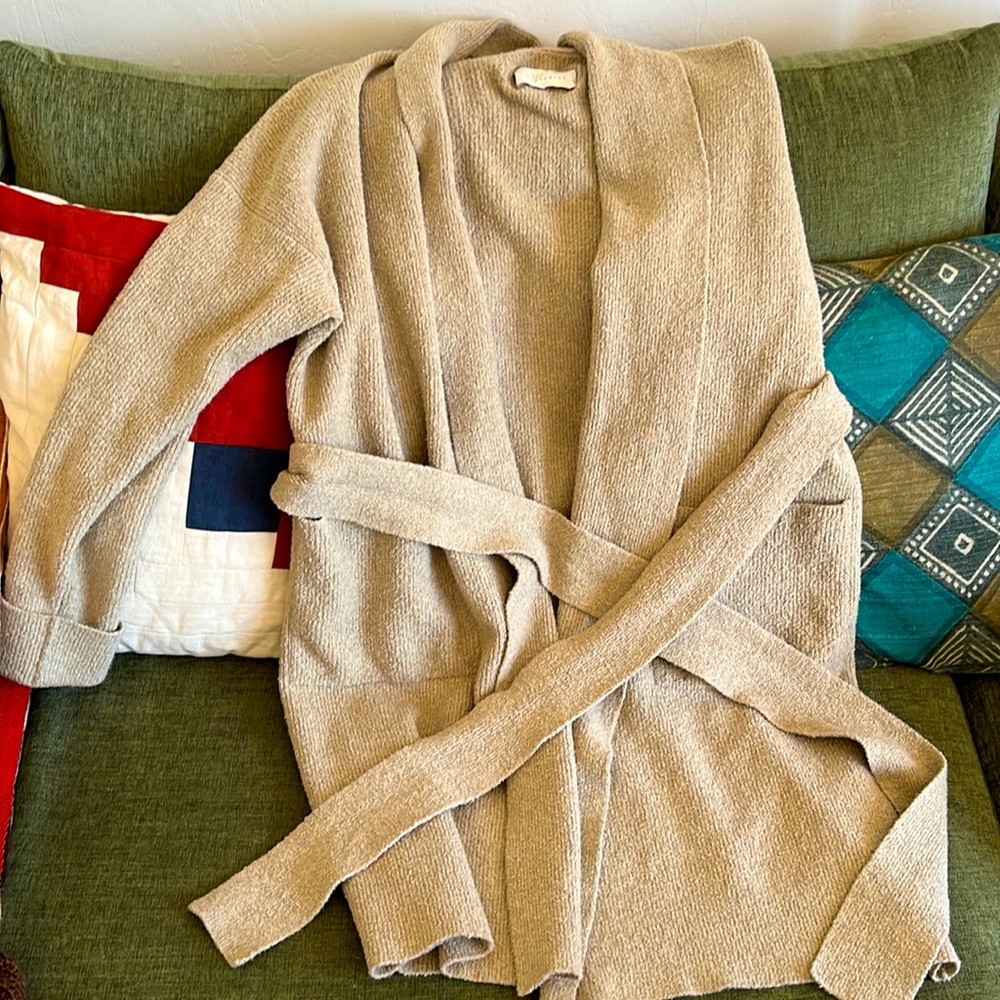 Lauren Manoogian open-front oversize cotton-blend cardigan in beige/ecru